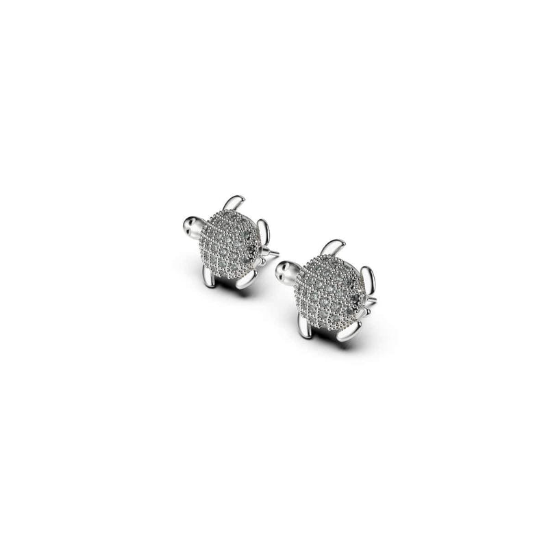 Tortuga | .925 Sterling Silver | CZ Diamond Sea Turtle Earrings