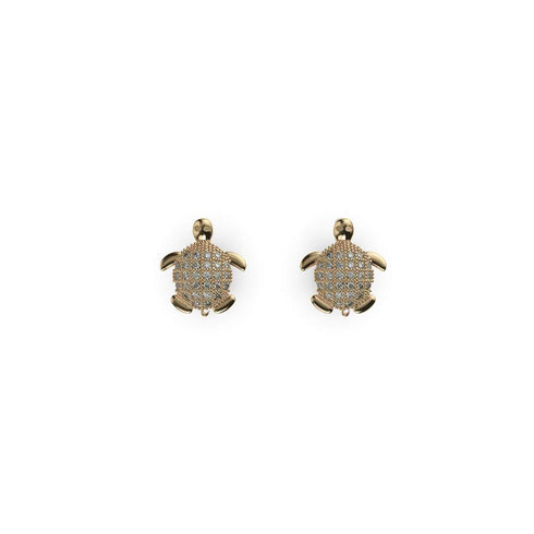 Tortuga | Gold Vermeil | CZ Diamond Sea Turtle Earrings