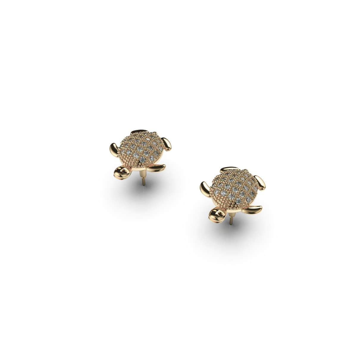Tortuga | Gold Vermeil | CZ Diamond Sea Turtle Earrings
