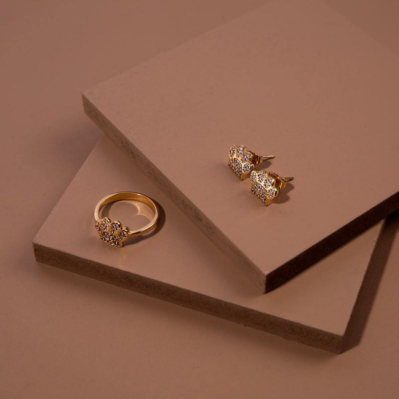Paw | Gold Vermeil | CZ Diamond Pup Print Ring