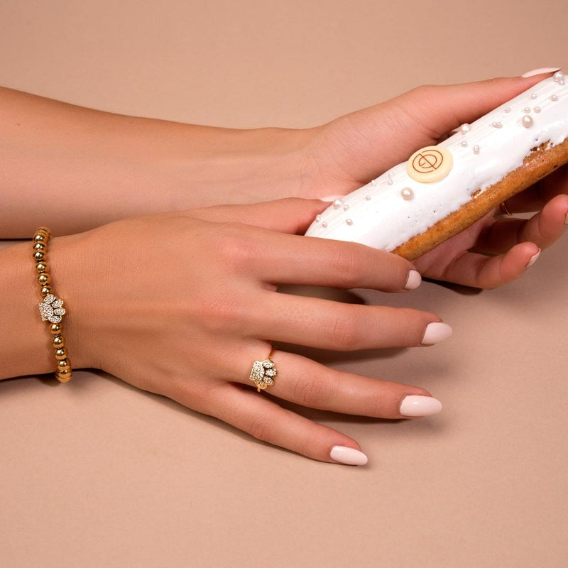 Paw | Gold Vermeil | CZ Diamond Pup Print Ring