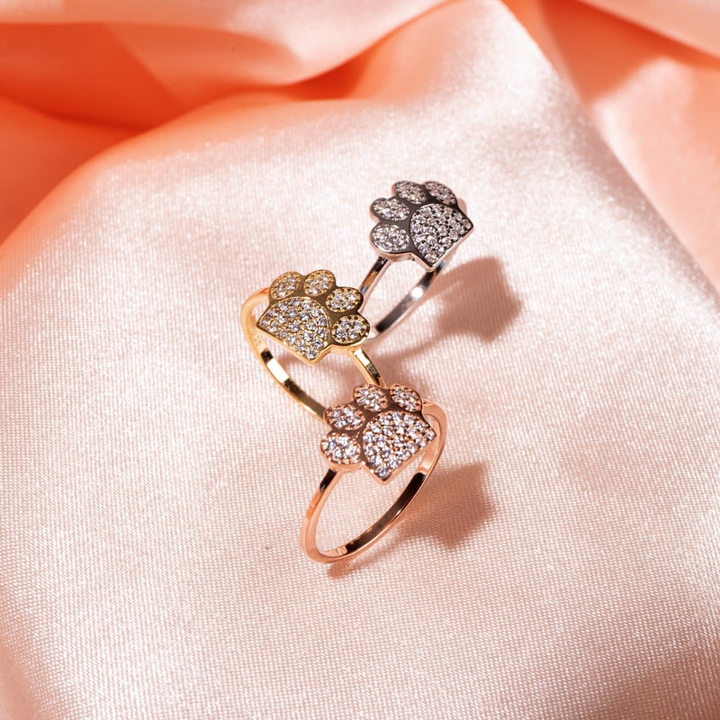 Paw | Rose Gold Vermeil | CZ Diamond Pup Print Ring