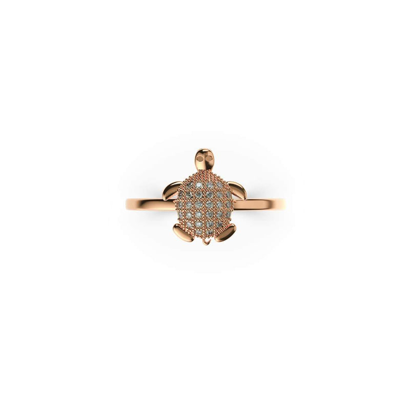 Tortuga | Rose Gold Vermeil | CZ Diamond Sea Turtle Ring