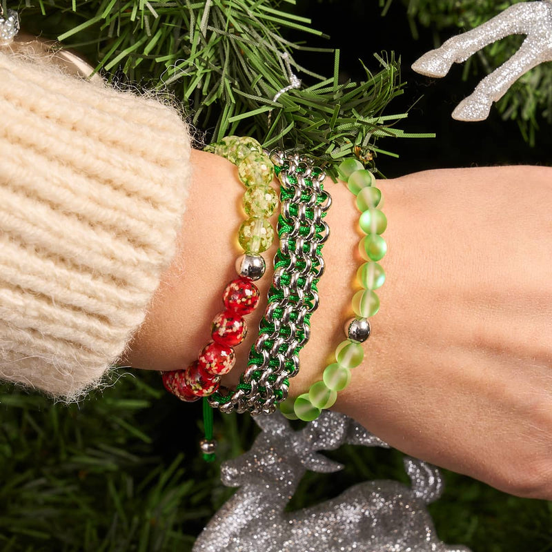 Tree Frog Links | Original Kismet Bracelet | Green x Silver