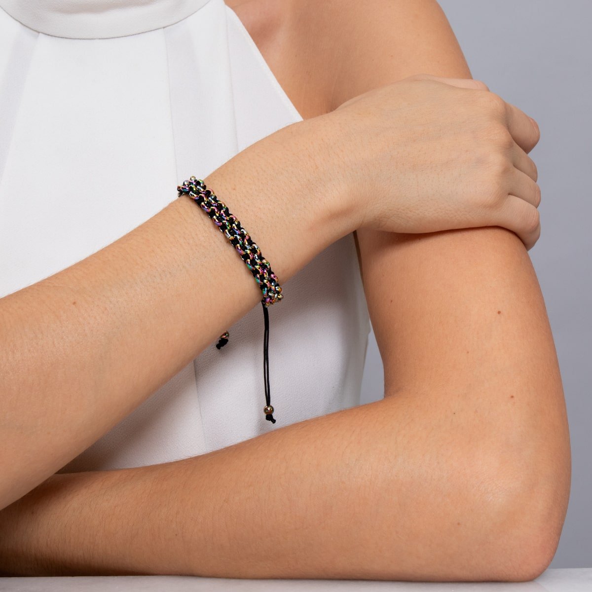 Chameleon Links | Mini Kismet Bracelet | Black x Unicorn Silver