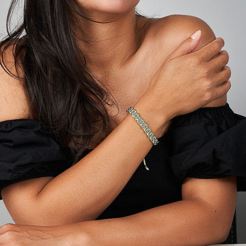 Crocodile Links | Mini Kismet Bracelet | Mint Green x Silver