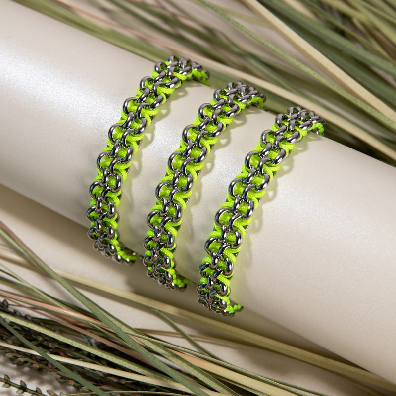 Llama Links | Mini Kismet Bracelet | Neon Yellow x Silver
