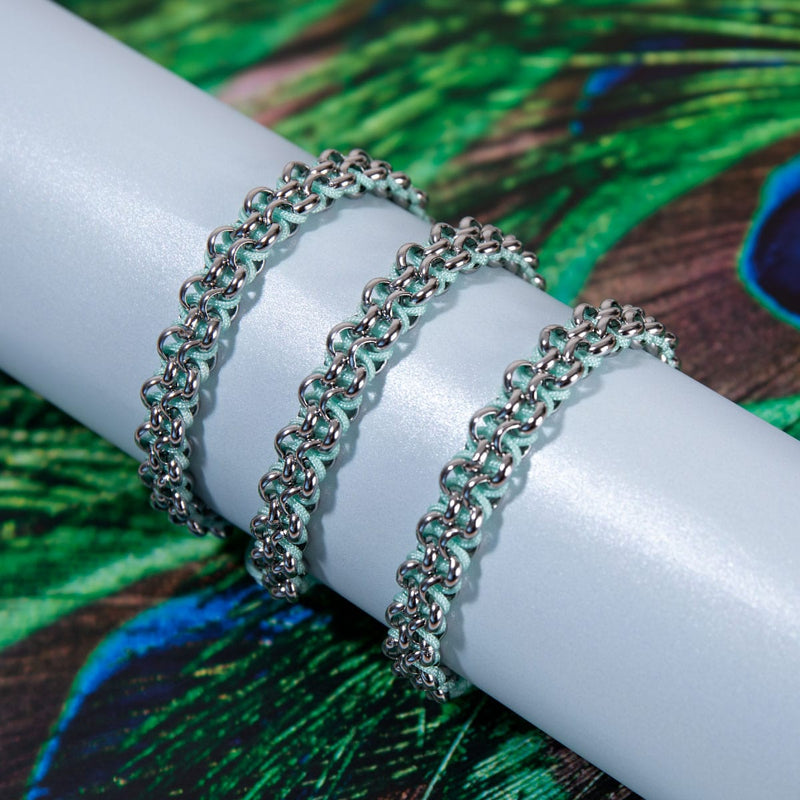 Peacock Links | Mini Kismet Bracelet | Teal x Silver