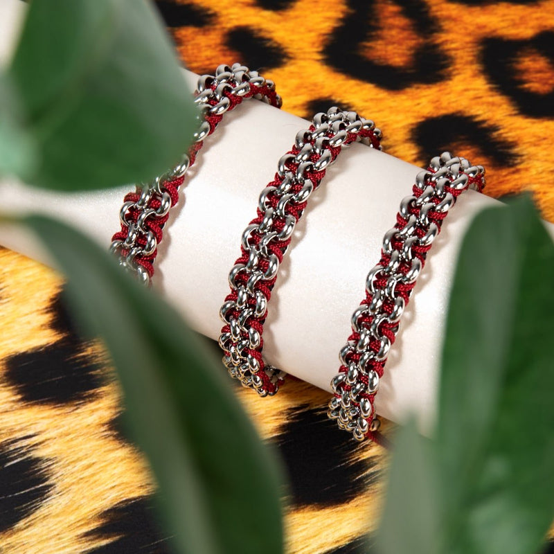 Red Fox Links | Mini Kismet Bracelet | Burgundy x Silver