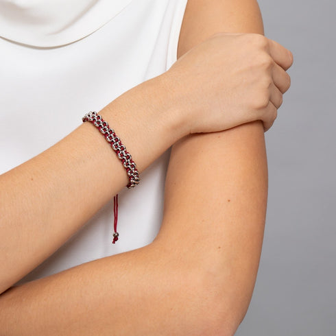 Red Fox Links | Mini Kismet Bracelet | Burgundy x Silver