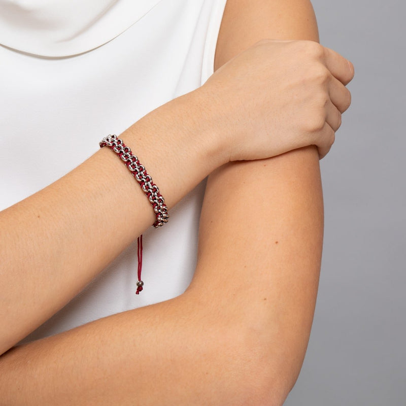 Red Fox Links | Mini Kismet Bracelet | Burgundy x Silver