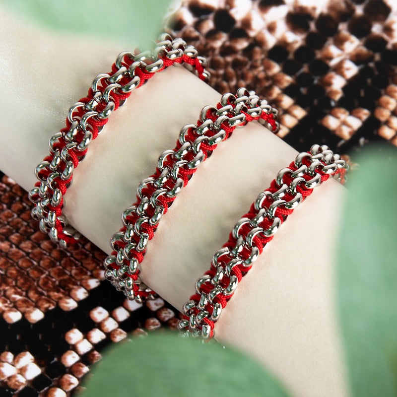 Red Panda Links | Mini Kismet Bracelet | Red x Silver