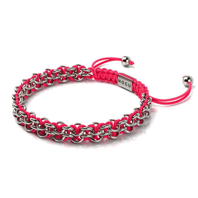 Roseate Spoonbill Links | Mini Kismet Bracelet | Neon Pink x Silver