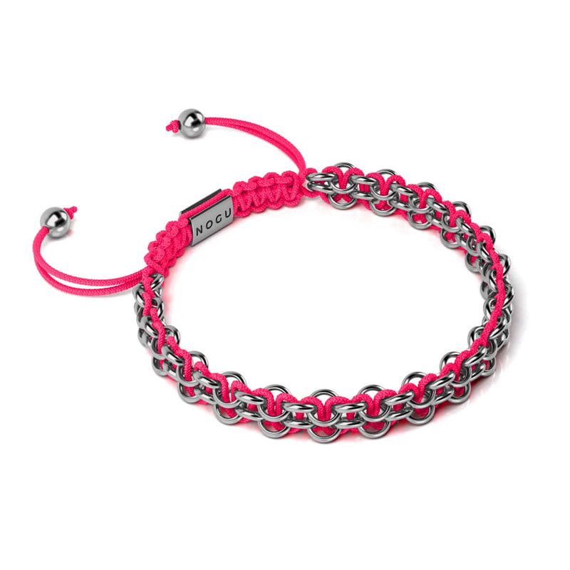 Roseate Spoonbill Links | Mini Kismet Bracelet | Neon Pink x Silver