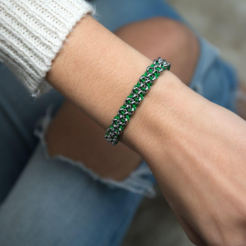 Tree Frog Links | Mini Kismet Bracelet | Green x Silver
