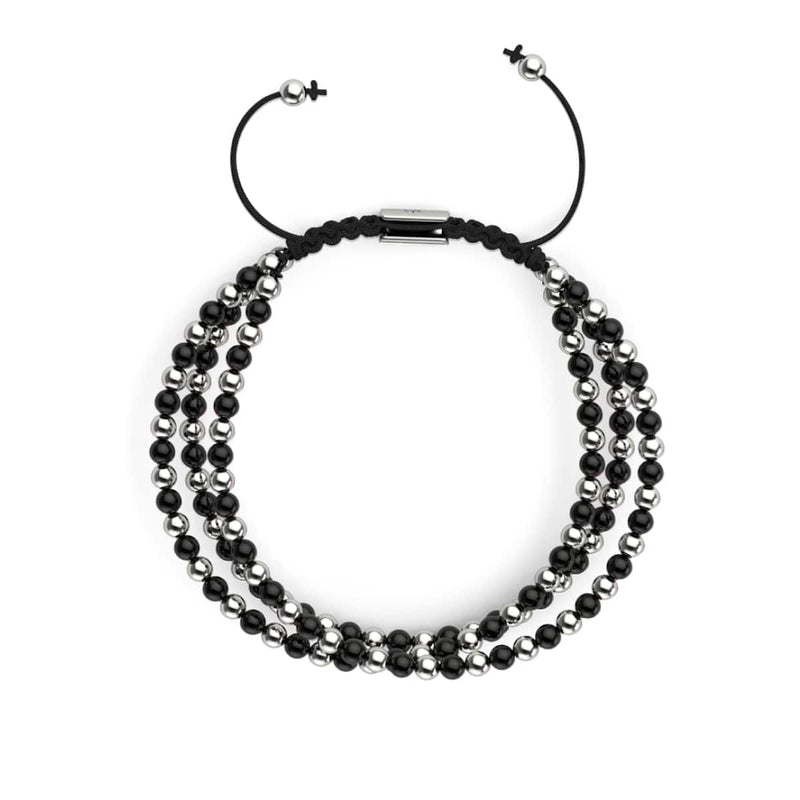 Trinity | Silver x Gunmetal | Triple Strand Bracelet