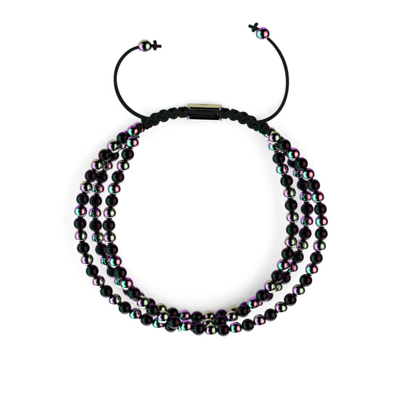 Trinity | Unicorn Silver x Gunmetal | Triple Strand Bracelet