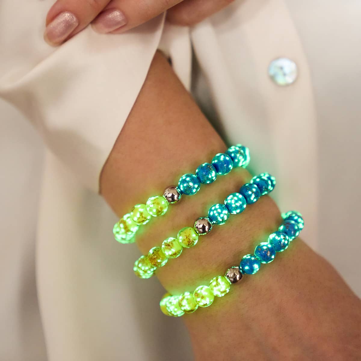 Starry Night Ukrainian Aid Firefly Glass Bracelet NOGU.studio