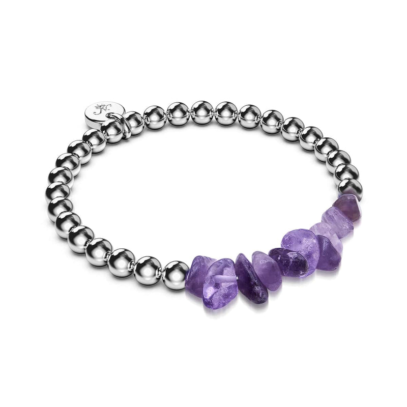 Amethyst | Silver | Uncut Gemstone Bracelet