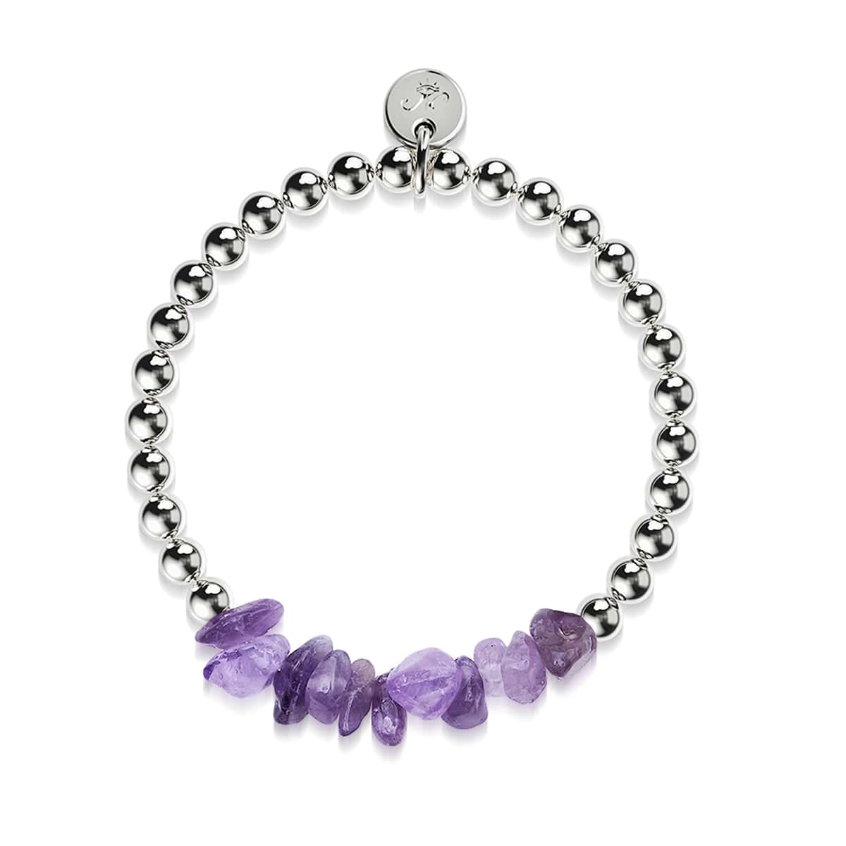 Amethyst | Silver | Uncut Gemstone Bracelet