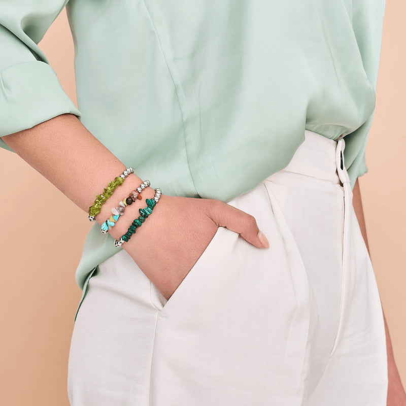 Malachite | Silver | Uncut Gemstone Bracelet