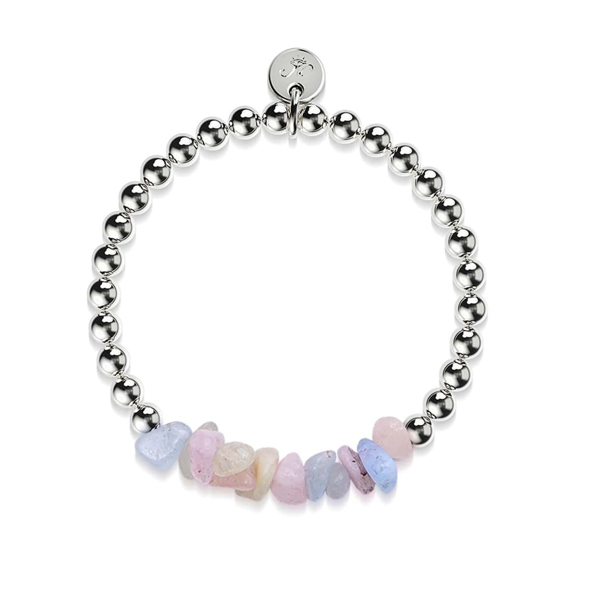 Morganite | Silver | Uncut Gemstone Bracelet