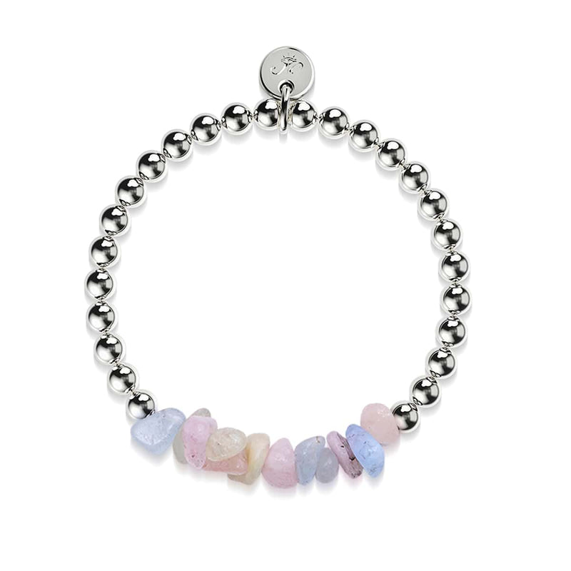 Morganite | Silver | Uncut Gemstone Bracelet