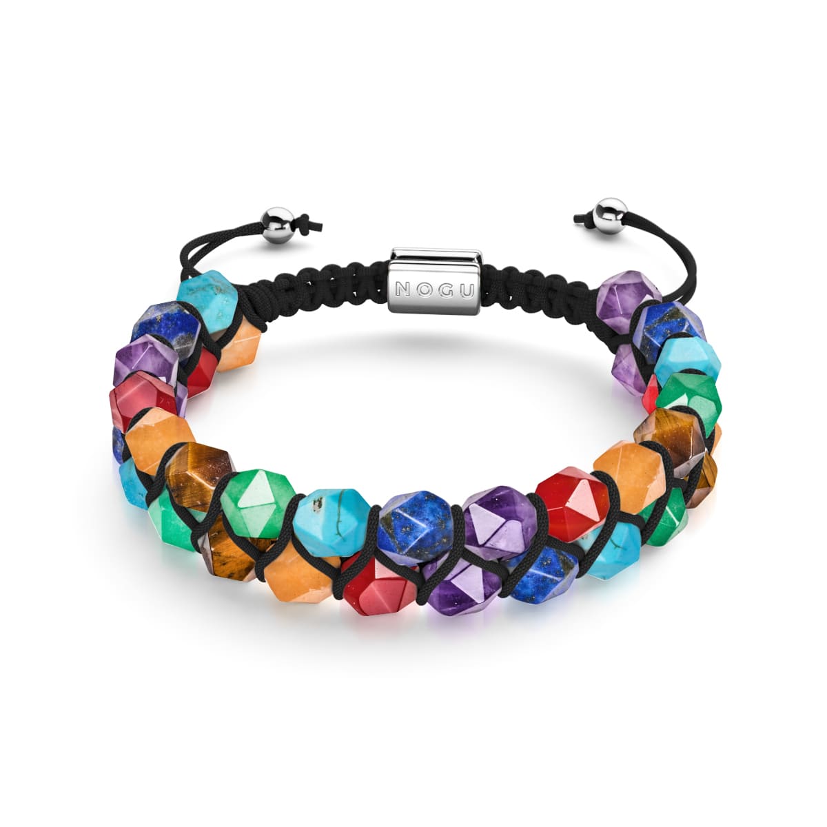 Rainbow Chakra Gemstone Geom Bracelet Silver – NOGU United
