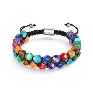 Rainbow Chakra | 7 Gemstone Geom Bracelet | Silver