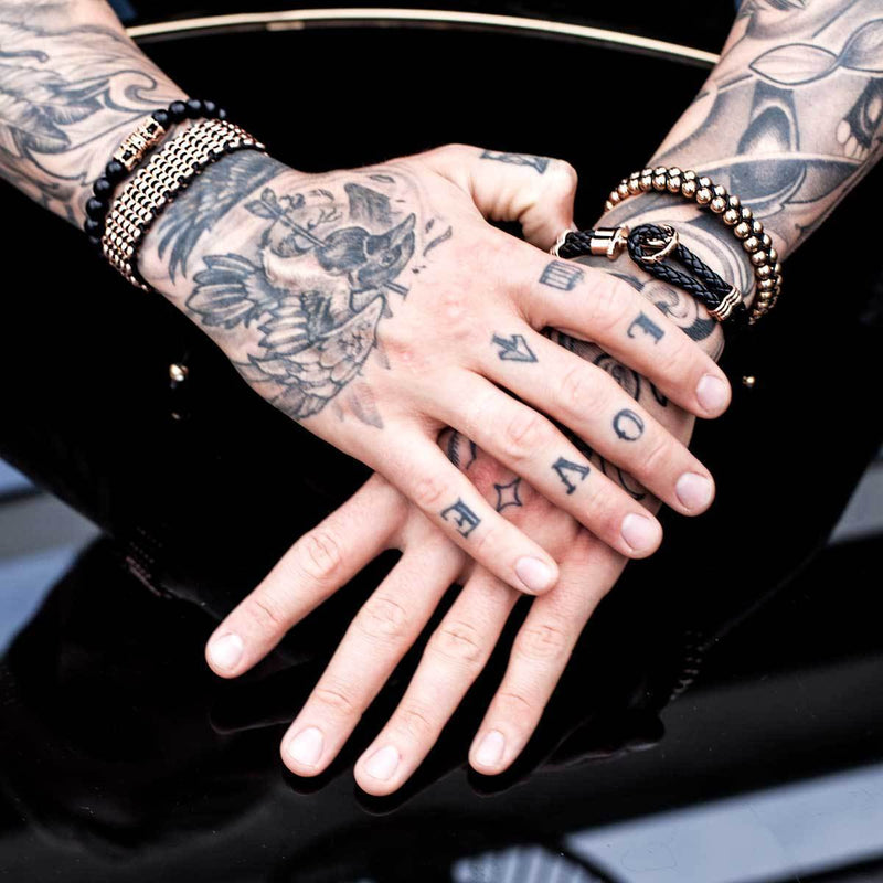 18k Rose Gold Crown | Matte Black Agate | Kingdom Bead Bracelet | Men's