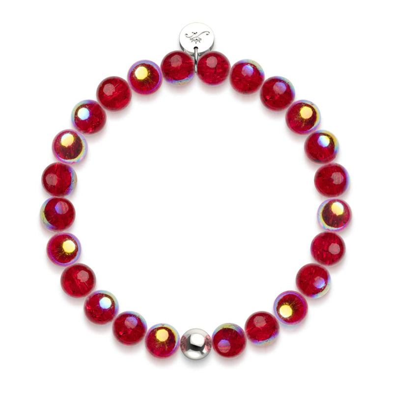 Carnelian Rainbow | .925 Sterling Silver | Bubble Glass Bracelet
