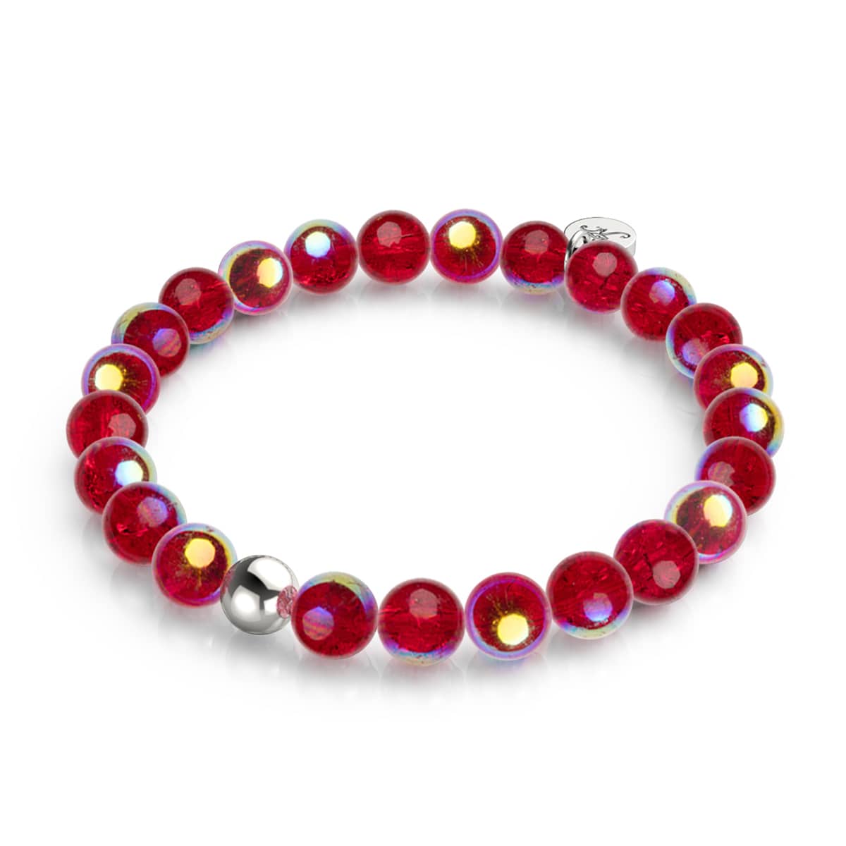 Carnelian Rainbow | .925 Sterling Silver | Bubble Glass Bracelet