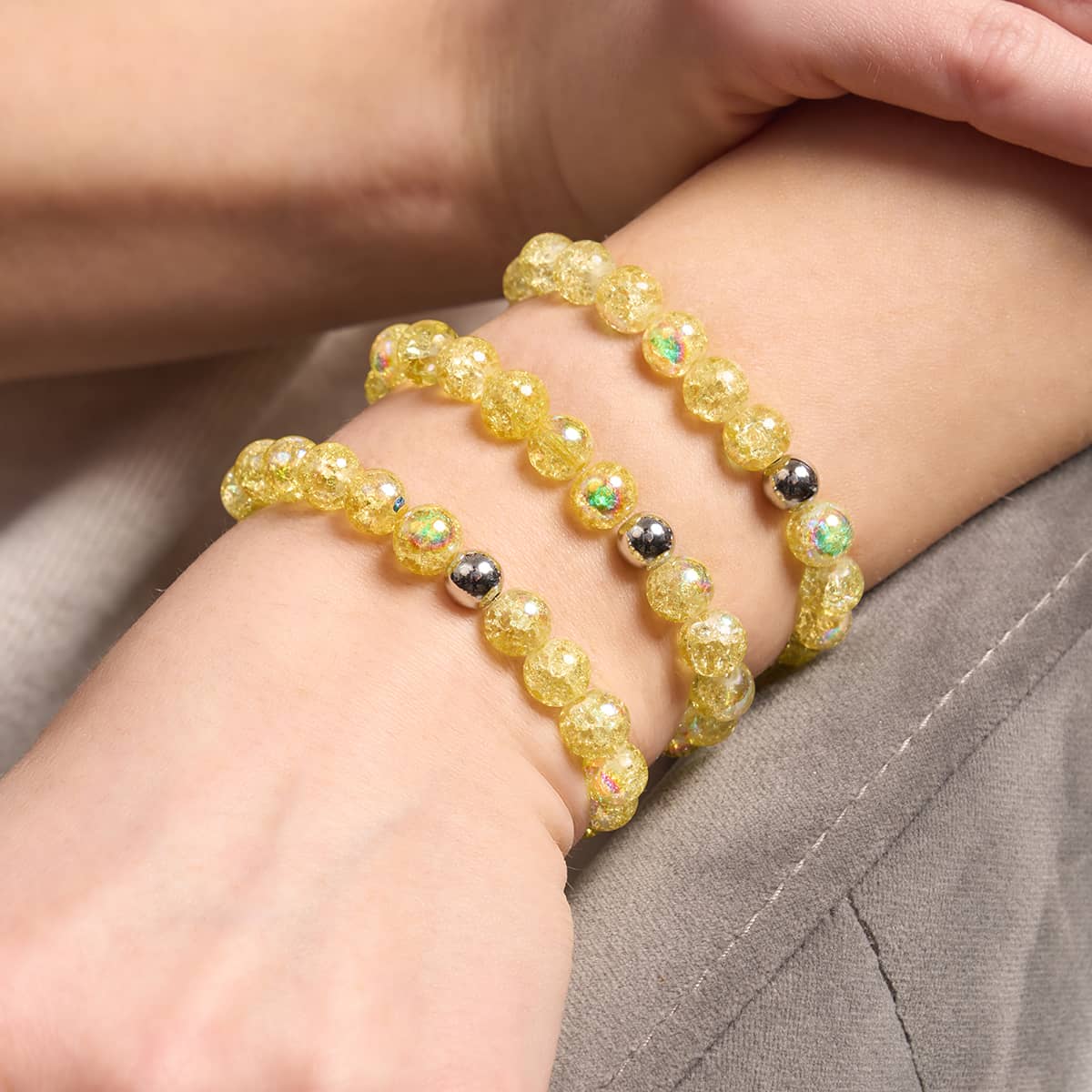 Daffodil Dew | .925 Sterling Silver | Bubble Glass Bracelet