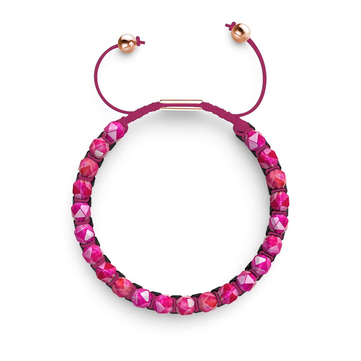 Magenta Quartz & Black Agate | Rose Gold | Double Geom Bracelet