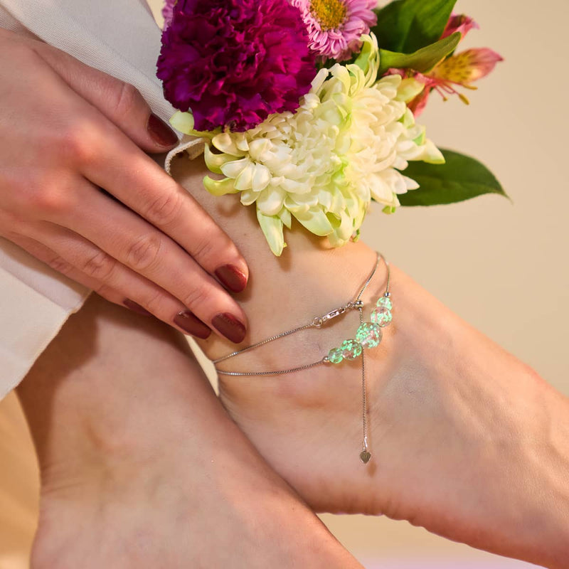 Lilac | .925 Sterling Silver | Firefly Glass Infinity Clasp Anklet