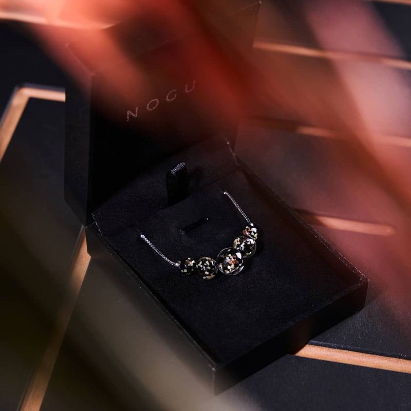 Obsidian | .925 Sterling Silver | Firefly Glass Infinity Clasp Anklet