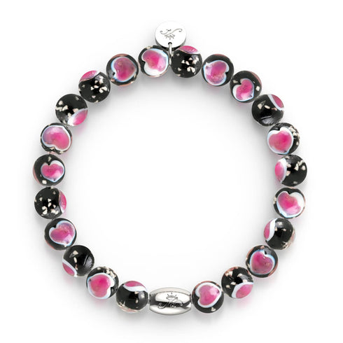 Black x Pink | .925 Sterling Silver | Firefly Glass Love Bracelet