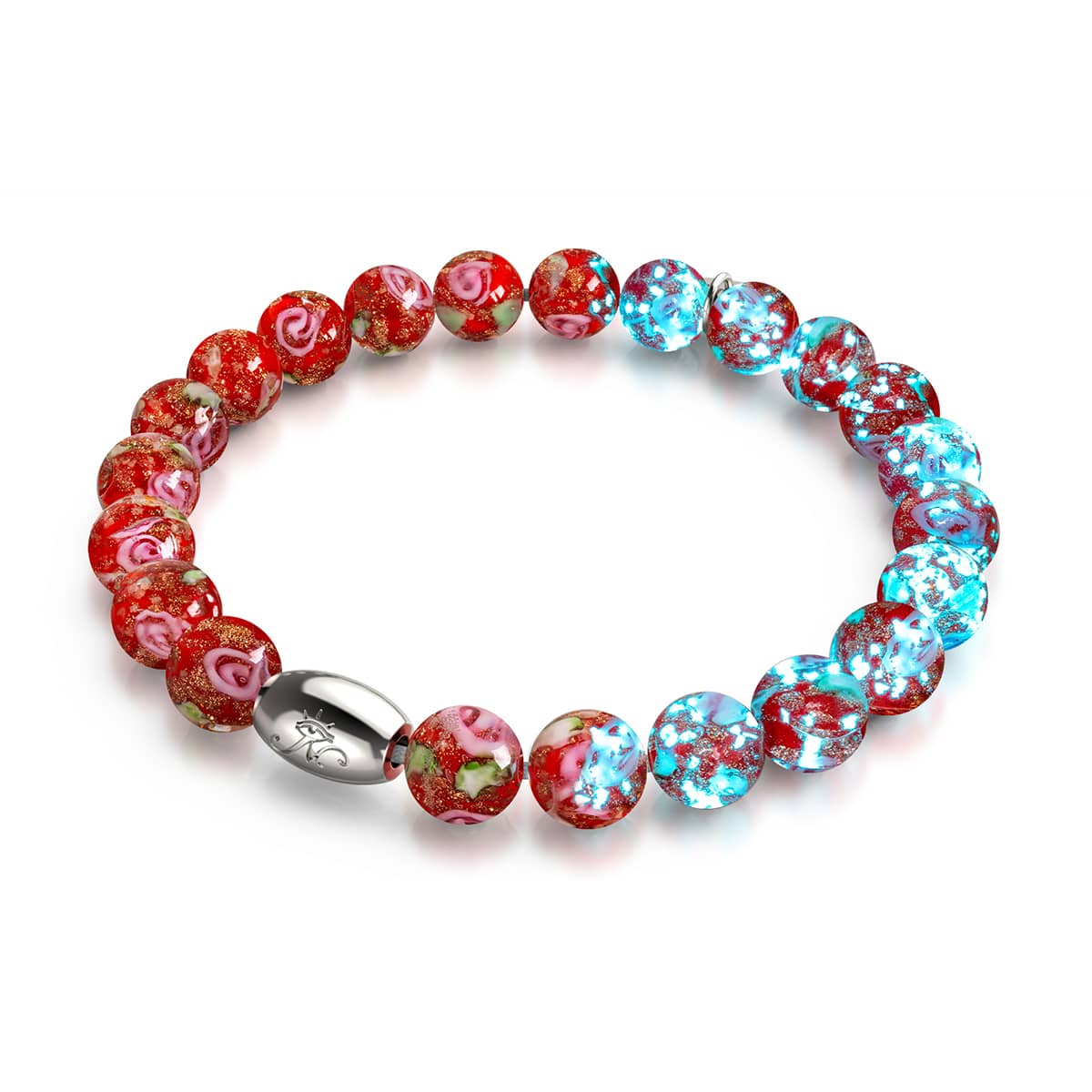 Blue Carmine | .925 Sterling Silver | Firefly Glass Garden Bracelet