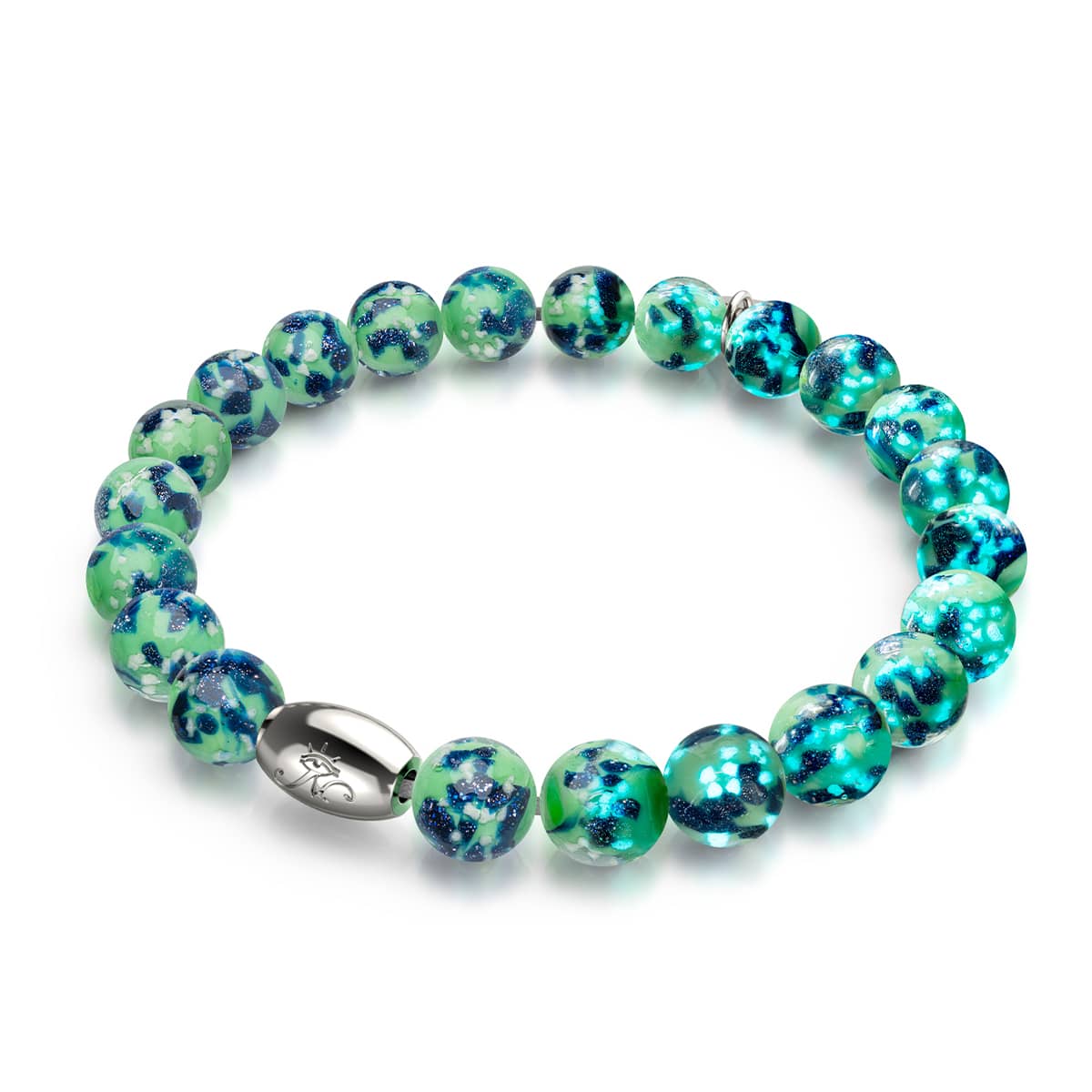 Blue Mint | .925 Sterling Silver | Firefly Glass Bracelet