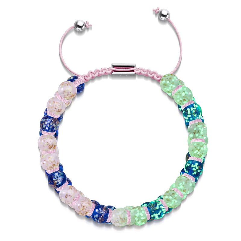 Oasis | Pink Succulent x Sapphire | Double Firefly Glass Bracelet
