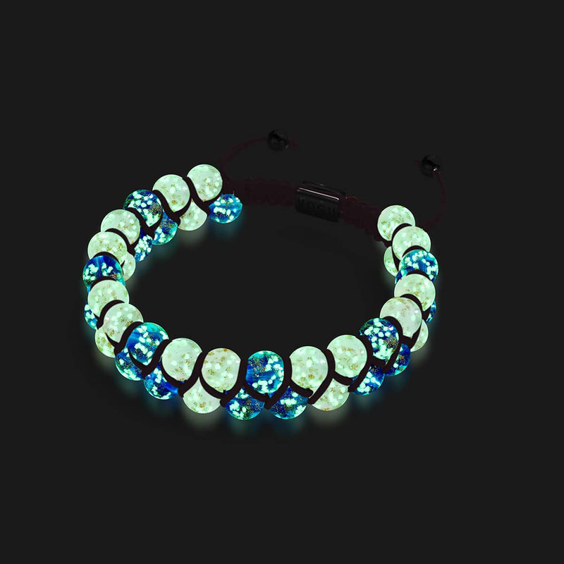 Oasis | Pink Succulent x Sapphire | Double Firefly Glass Bracelet