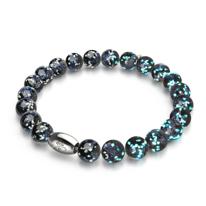 Pitch Black | .925 Sterling Silver | Firefly Glass Bracelet