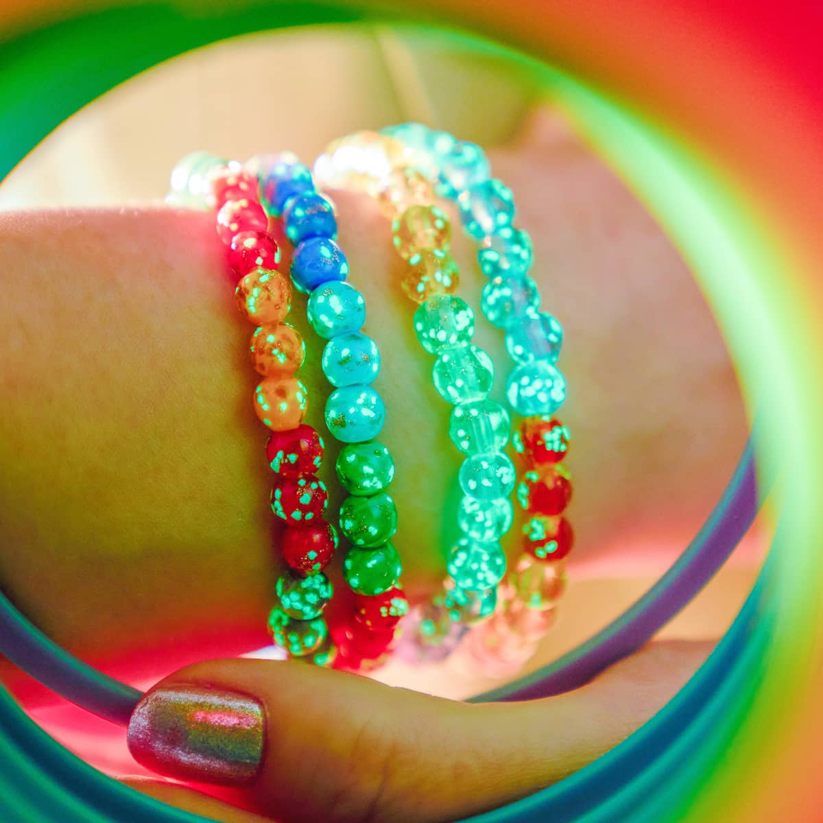 Rainbow Wrap | .925 Sterling Silver | Clear Firefly Glass Bracelet