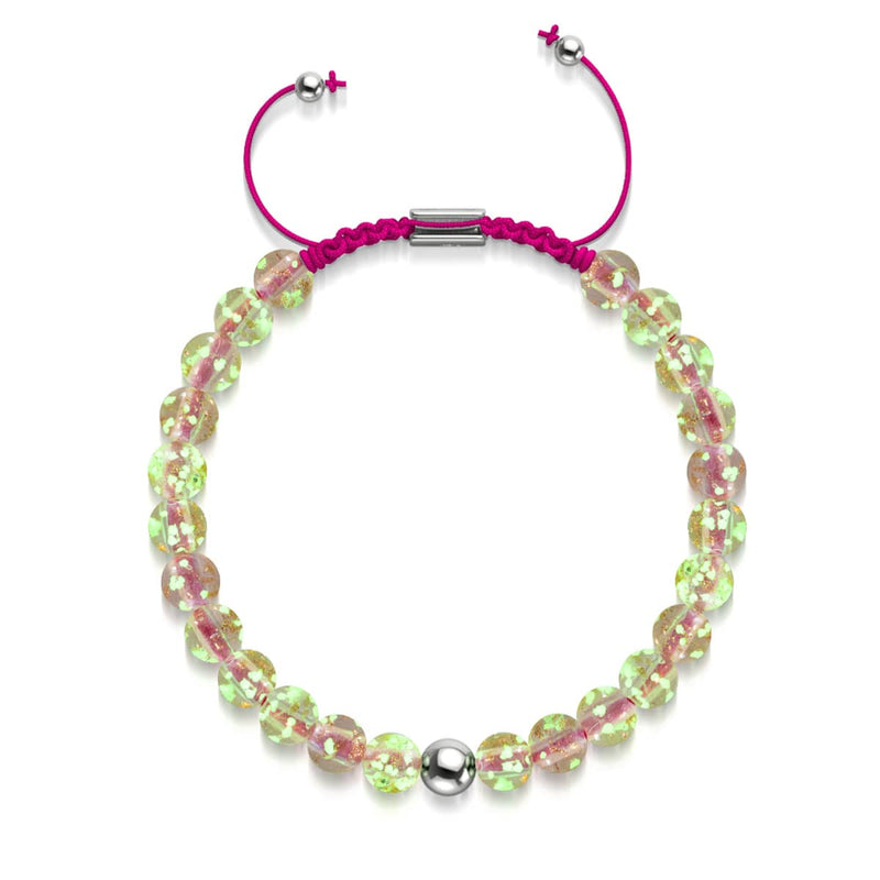 Rosewater x Magenta | Mini Firefly Glass Macrame Bracelet