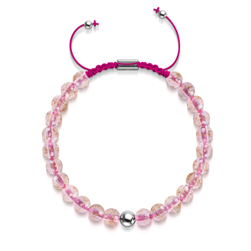 Rosewater x Magenta | Mini Firefly Glass Macrame Bracelet