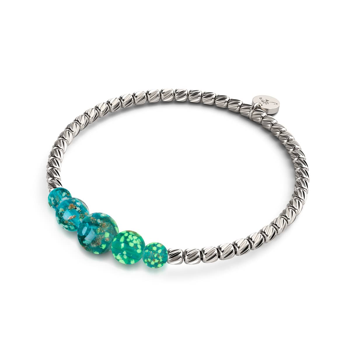 Teal | Silver | Firefly Glass Cascade Bracelet
