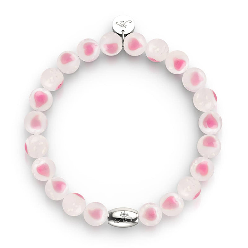 White x Pink | .925 Sterling Silver | Firefly Glass Love Bracelet
