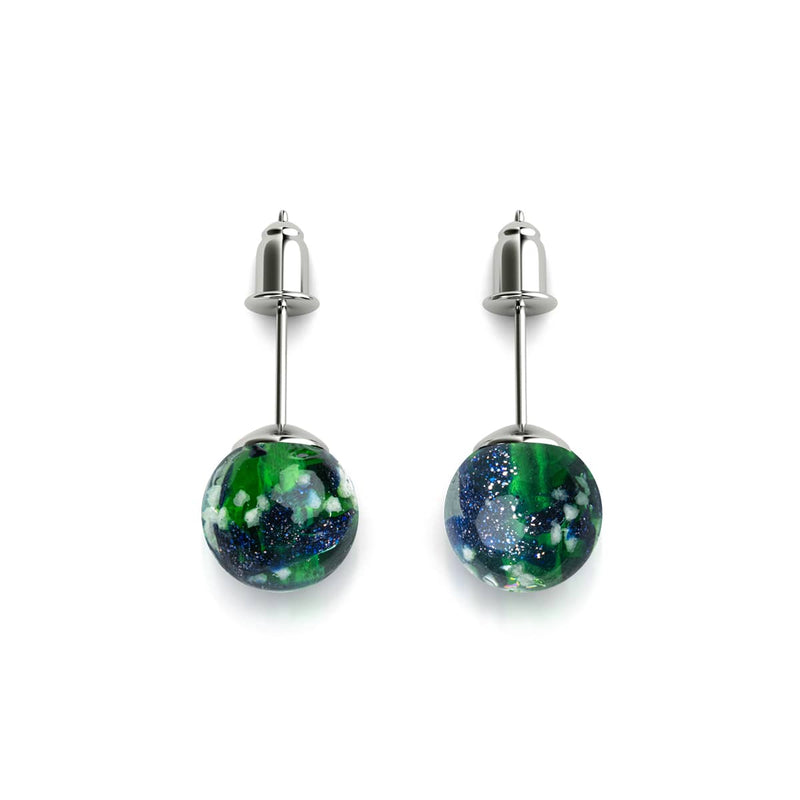 Blue Shamrock | .925 Sterling Silver | Firefly Glass Stud Earrings