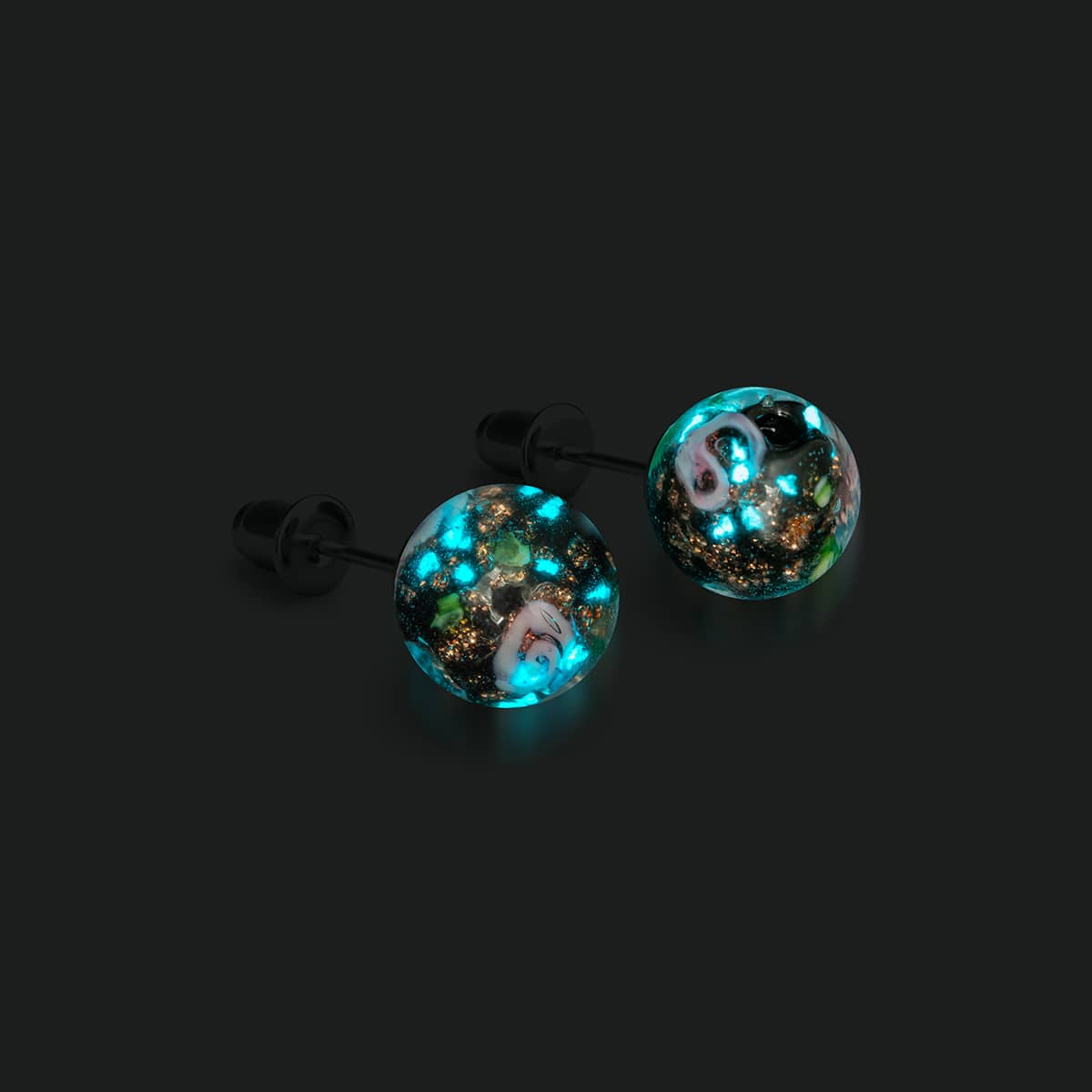 Enchanted Rose | .925 Sterling Silver | Firefly Glass Stud Earrings