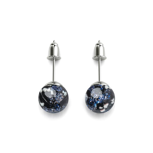 Pitch Black | .925 Sterling Silver | Firefly Glass Stud Earrings